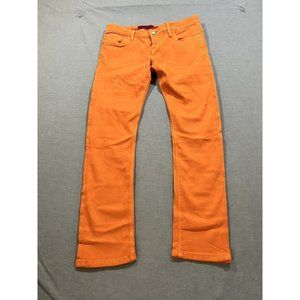 Maxime Cossoguy Jeans‎ Womens 29 Orange Denim Pocketed Belted Zip Ladies 29x27.